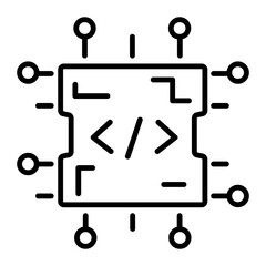 Well-designed line icon of code processor 