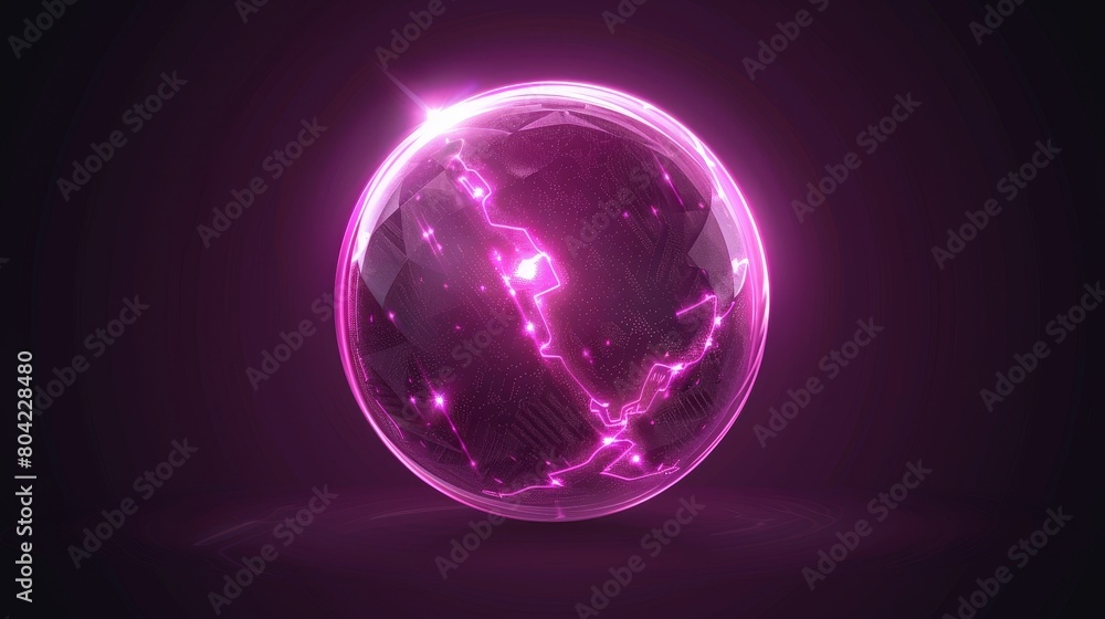 Poster an energy shield made of neon glass with force field or force field effect with glow textured surfac