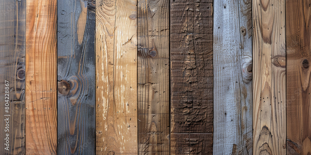 Poster rustic wooden planks with natural grain and texture, suitable for adding warmth and character to des