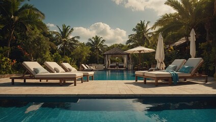 Obraz premium pool in hotel summer