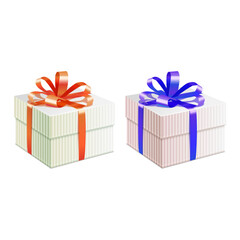 gift box isolated on white ribbon