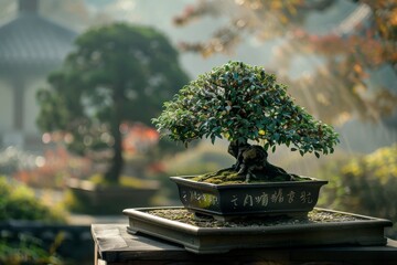 Enchanted Bonsai: Sculpture, Illumination, Artistry, Mystical, Nature