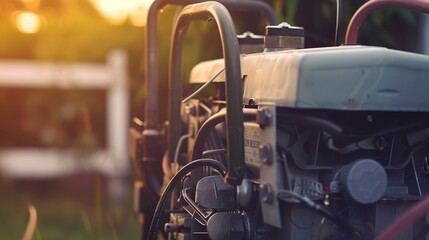 Close-up of a portable generator engine running during a power outage, representing backup electricity solutions. 