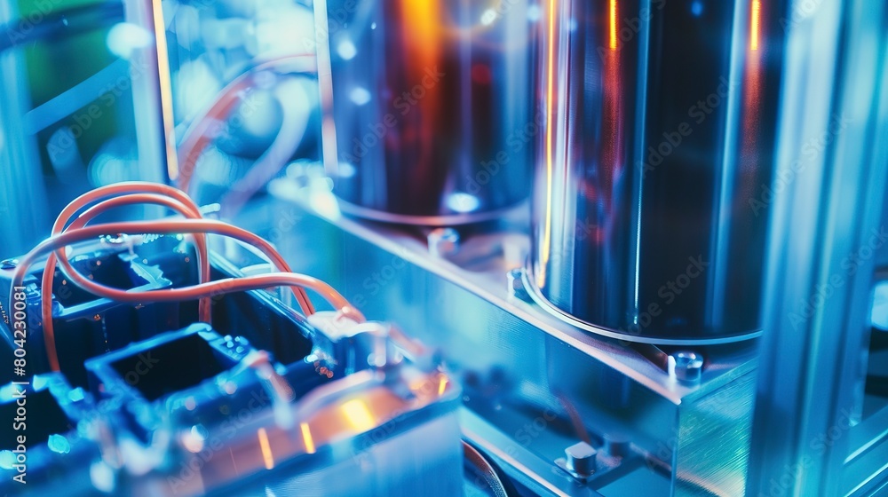 Poster close-up of a supercapacitor used in advanced energy storage systems, emphasizing its role in rapid 
