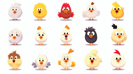 Cute chicken animal emotions tiny chicken with emoji