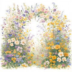 Blooming Garden Flower Entrance with Watercolor Artistry
