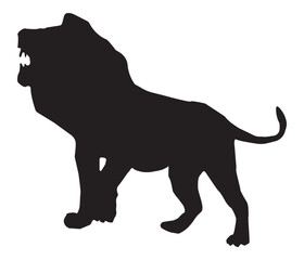 Lion side view silhouette. Big wild cat mammal. Vector illustration.