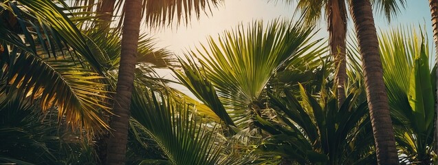 Summertime background with palm trees, summer sun and white brush strokes for your season graphic design, Hot Sunny Days