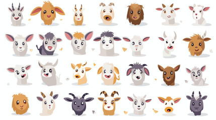 Cute goat animal emotions tiny goat with emoji coll