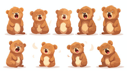 Cute grizzly bear animal emotions tiny teddy with emo