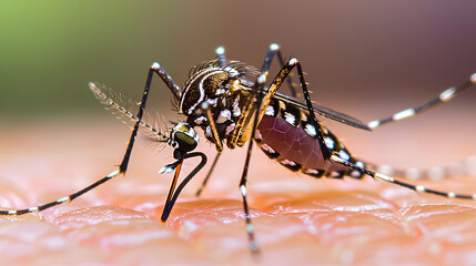
Mosquito on the skin, close-up
