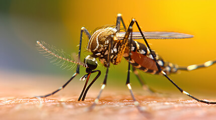 Fototapeta premium Mosquito on the skin, close-up