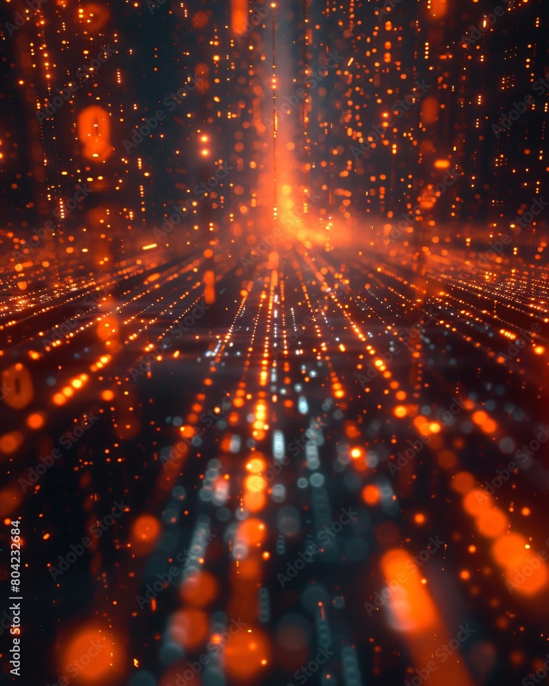 Poster orange glow of information: 3d visualization of orange data lake and data pipeline
