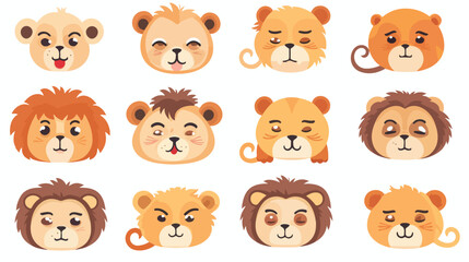 Cute Lion animal emotions tiny Lion with emoji coll