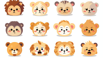 Cute Lion animal emotions tiny Lion with emoji coll