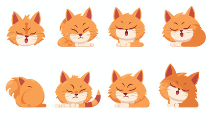 Cute lynx animal emotions tiny lynx with emoji coll