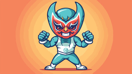 cute Mexican Wrestler make victory sign tiny small