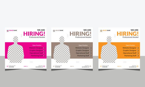 We are Hiring Recruitment advertising template. Recruitment Poster, Job hiring poster, social media, banner, flyer. Digital announcement job vacancies layout