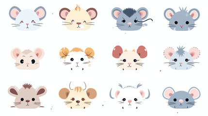 Cute mouse animal emotions tiny mouse with emoji coll