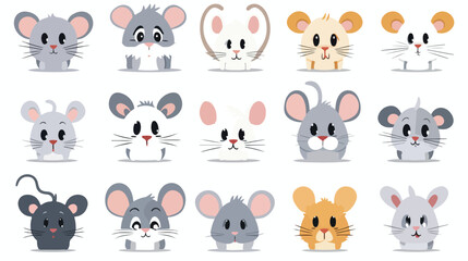 Cute mouse animal emotions tiny mouse with emoji coll