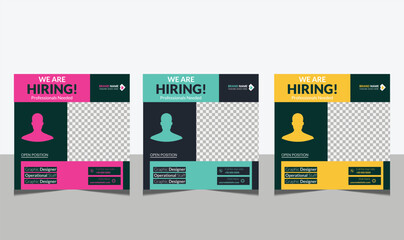 We are Hiring Recruitment advertising template. Recruitment Poster, Job hiring poster, social media, banner, flyer. Digital announcement job vacancies layout