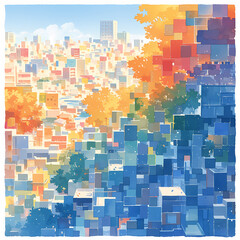 A Dynamic Urban Skyline: Explore a Vibrant City Scape in Blocks