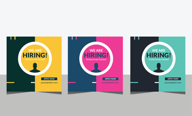 We are Hiring Recruitment advertising template. Recruitment Poster, Job hiring poster, social media, banner, flyer. Digital announcement job vacancies layout