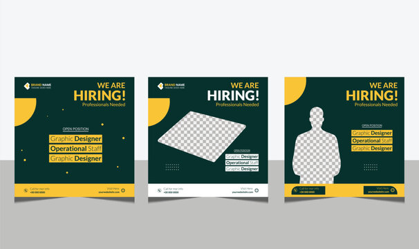 We are Hiring Recruitment advertising template. Recruitment Poster, Job hiring poster, social media, banner, flyer. Digital announcement job vacancies layout