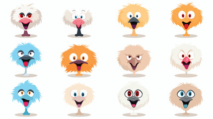 Cute ostrich animal emotions tiny ostrich with emoji