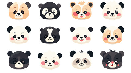 Cute panda animal emotions tiny panda with emoji coll