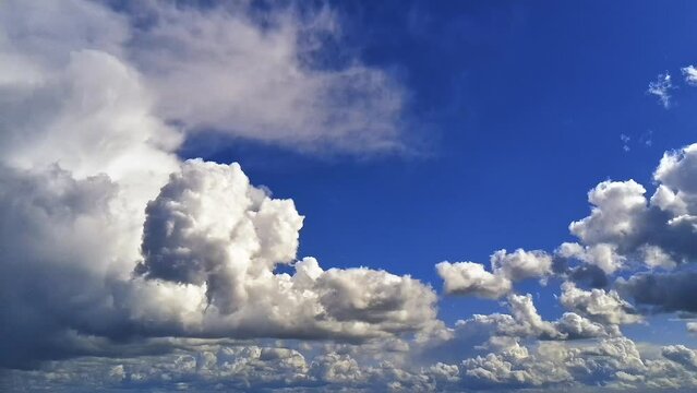 Drone capturing a beautiful blue sky with clouds, rotating effect, for background, texture