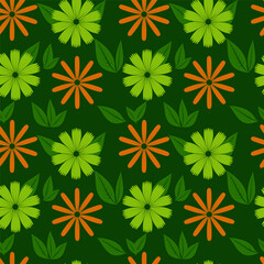 A set of seamless backgrounds with doodle flowers, 1000x1000, vector graphics.