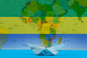 Sea transport of Gabon concept, international transportation trade or imports, bulk carrier or 