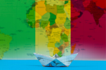 Sea transport of Mali concept, international transportation trade or imports, cargo and logistics 