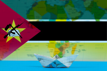 Sea transport of Mozambique concept, international transportation trade or imports, bulk carrier 