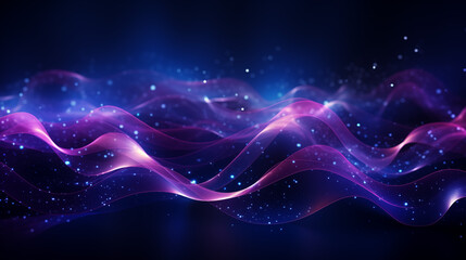 Obraz premium Dynamic Pink and Blue Waves on Black Background