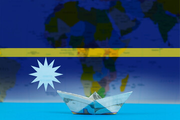 Sea transport of Nauru concept, bulk carrier or ships on sea, cargo and logistics idea