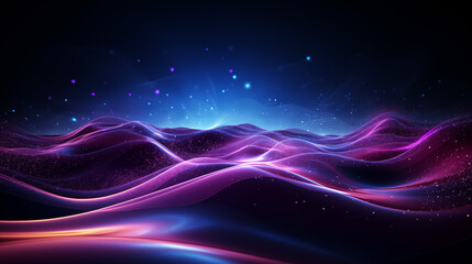 Obraz premium Abstract Neon Waves of Blue and Pink on Dark Background