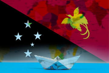 Sea transport of Papua New Guinea concept, cargo and logistics idea, bulk carrier or ships on sea