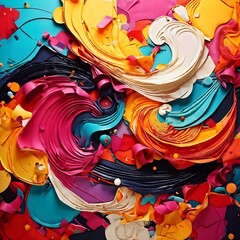 A vibrant colorful paint mix together use as a background