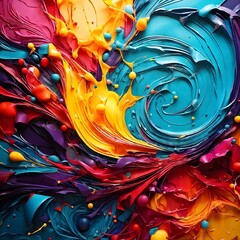 A vibrant colorful paint mix together use as a background