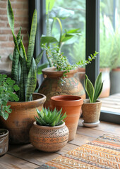  Potted plants on outdoor patio with natural light