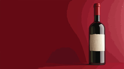 Bottle of wine with blank label on color background Vector