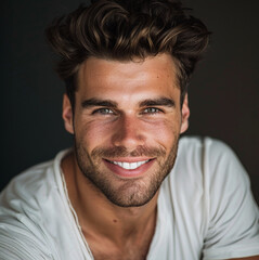 Fototapeta premium a 25 year old white male model. He is handsome and charming with an easy-en smile
