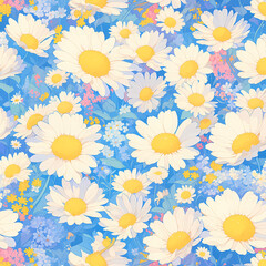 Ethereal Blooms - A Retro 70s Fashionable Floral Tapestry in Full Bloom