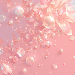 Breathtaking Scatter of Sparkling Gems against a Soft Rosy Background