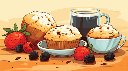 Composition with raw muffins and ingredients on gru