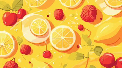 Composition with ripe aromatic raspberries lemon sl