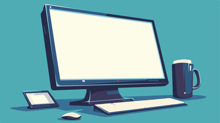 Computer display with blank white screen isolated.