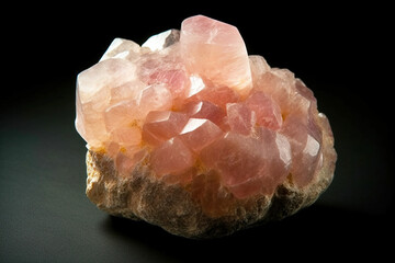 Calcite fossil mineral stone. Geological crystalline fossil. Dark background close-up.